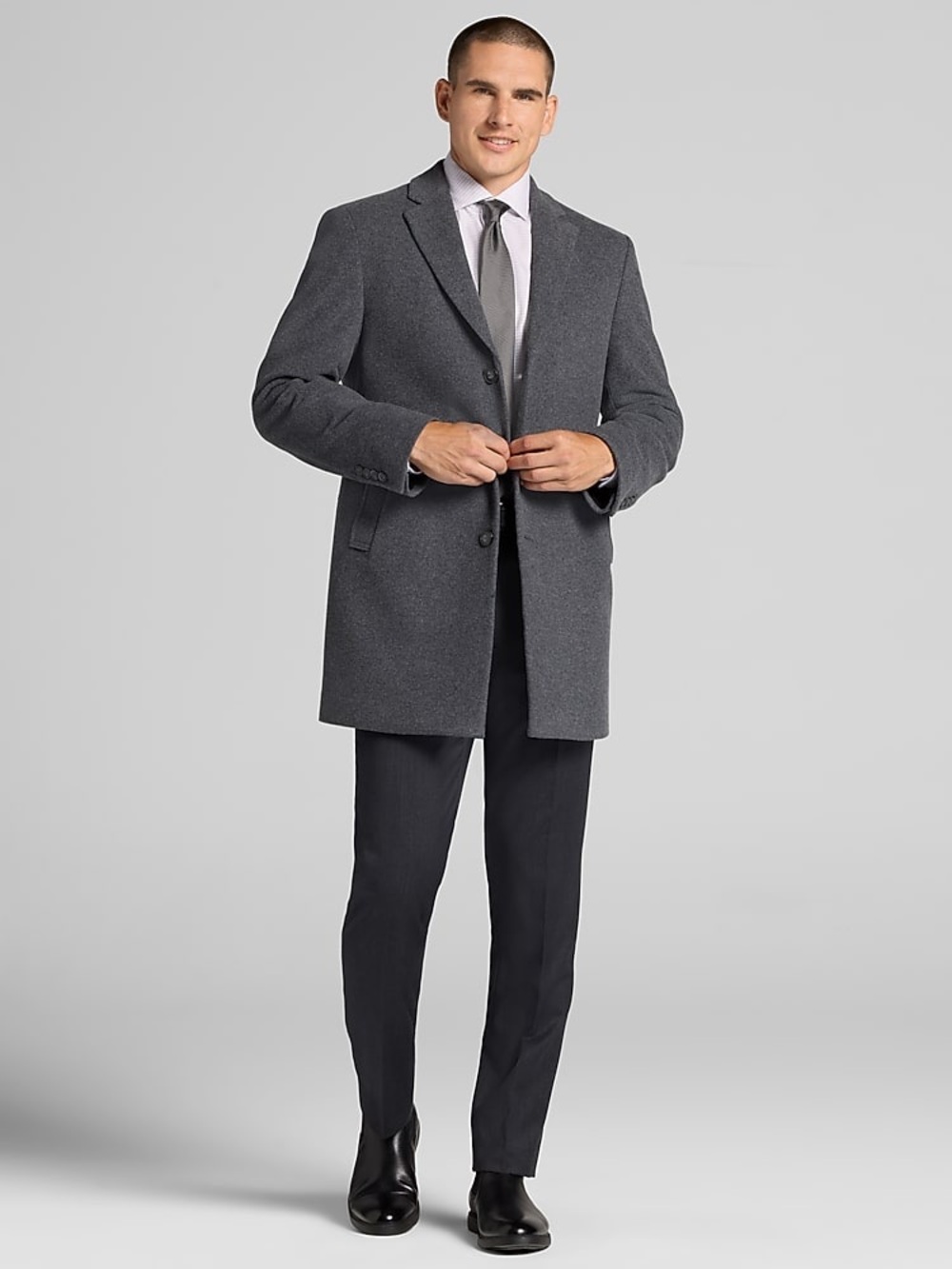 Calvin Klein Men’s Wool Cashmere Topcoat 42R Charcoal Grey 3 Button - like new!